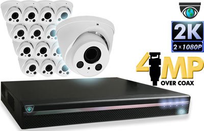 16 CH DVR with 16 HD 4MP Eyeball Cameras HD Kit for Business Professional Grade FREE 1TB Hard Dri...