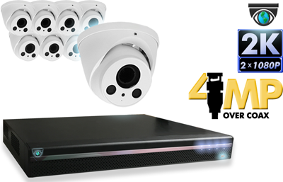 8 CH DVR with 8 HD 4MP Eyeball Cameras HD Kit for Business Professional Grade FREE 1TB Hard Drive