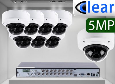 16 CH XVR with (8) DX9 5 Megapixel, 3.3-12mm Varifocal Lens, 30m IR, H.265, CVBS (BNC) Optional, ...