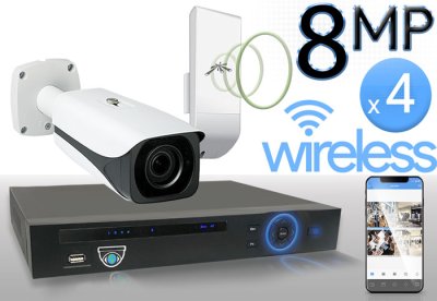 Wireless 8MP IP Bullet (4) Camera Kit