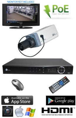 1 Indoor 3.0MP IP Box Security Camera NVR System IMAX-IP3-KIT1