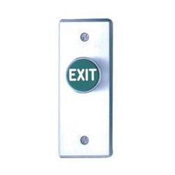 CM-7110GE Camden Recessed Button, Narrow Face, Spring Return, N/C, Momentary, Green, EXIT engrave...