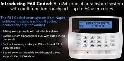 F-64KIT-H NAPCO Freedom F-864 hardwire kit. F-64 control panel, F-TP-H Touchpad with blue backlit...