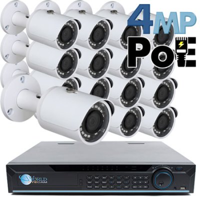 4MP IP PoE 16 Bullet Camera Kit (IP29)