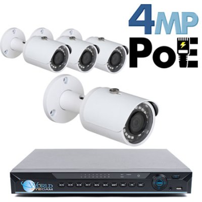 4MP IP PoE 4 Bullet Camera Kit (IP29)