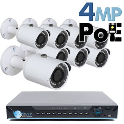 4MP IP PoE 8 Motorized Bullet Camera Kit (IP29)