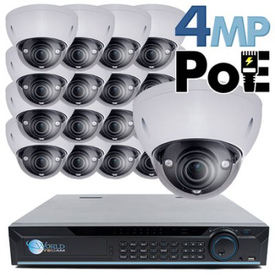 4MP IP PoE 16 Motorized Dome Camera Kit (IP41)