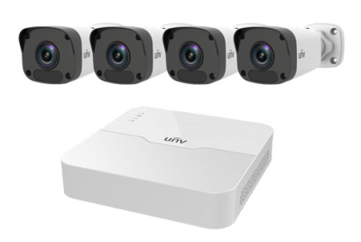 UNV 1 Hard Disk 4-Channel PoE  NVR Kit (Including 4 PCS 2MP Network Mini IR Bullet Camera)