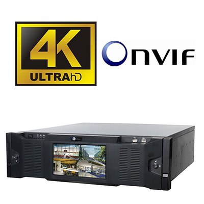 128 Channel Super 4K NVR w/ 16 Hotswap Bays / RAID / 7" Front LCD Display / Redundant Power Suppl...