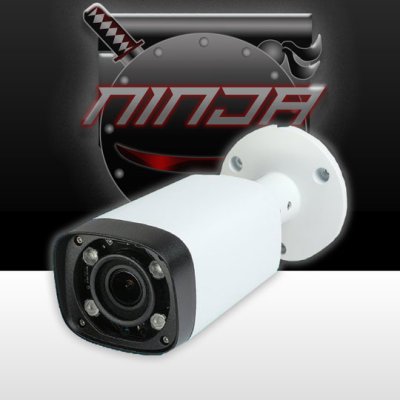 4 Megapixel IP Bullet Camera 2.7-12mm Motorized Zoom Lens IP67 196ft. Night Vision (Ninja) (White)