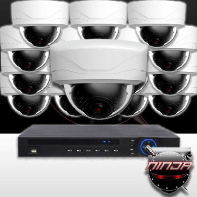 16CH IMAX NVR & Ninja 4 Megapixel IP Mini Dome Camera 16 Cam Kit (White)