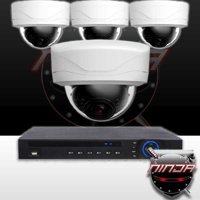 8CH IMAX NVR & Ninja 4 Megapixel IP Mini Dome Camera 4 Cam Kit (White)