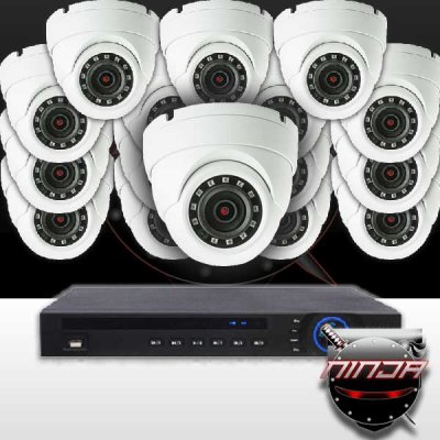 16CH IMAX NVR & Ninja 4 Megapixel IP Eyeball Dome Camera 16 Cam Kit (White)