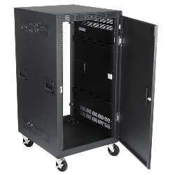 RX21-25SFD 25 ½" Deep, 21RU Mobile Equipment Rack includes: Casters, Side Handles, and solid door...