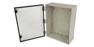14"x12"x6" Poly Enclosure with Clear Door, Key Lock, 4 RPSMA Holes