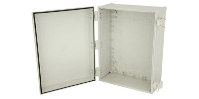 14"x12"x6" Poly Enclosure with Solid Door, Latch Lock, 6 RPTNC Holes