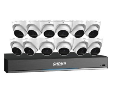 Dahua C868E124A 4K 16-Channel HDCVI 12-Piece Security System, (12) A81AJ22 4K HDCVI Eyeball Camer...