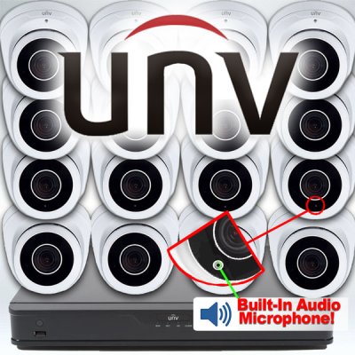 UNV Uniview 16 Ch NVR & (16) 4MP HD WDR VF Eyeball Network IR Camera Kit