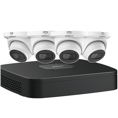 Dahua N444E42B 4MP Starlight Network Security System (Smart H.265+) Four (4) 4MP Eyeball Network ...