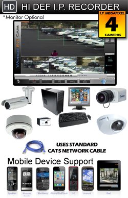 GeoVision Bronze NVR 4 IP Camera System Package - 4 1.3MP MEGAPIXEL High Definition H.264 Color I...