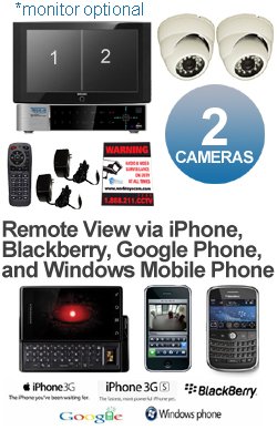 MAC & Windows Compatible 2 Camera Video Security Camera System - iPhone, Android, Blackberry, Goo...