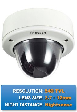 Outdoor VDC-485V04-20S BOSCH CAMERA FLEXIDOME-XF, COLOR NTSC, 540TVL, 12VDC/24VAC 60HZ, W/3.7-12MM F1.6 VARIFOCAL, WHITE, SMB.