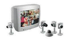 VS8394/74D BOSCH COLOR MULITIPLEXER WITH 4 NTSC CAMERAS (VC7C1305T) AND EAZEO DVR.