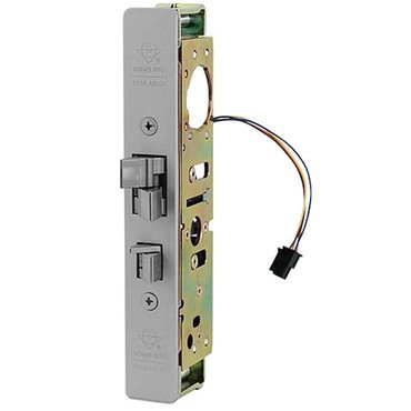 Door Electrified Deadlatch, 1-1/8" Backset, Flat Surface Mount Strike, Clear Anodized Faceplate, ...
