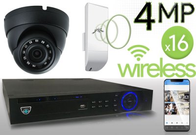 Wireless 4MP IP Eyeball Dome (16) Camera Kit (Ninja) 