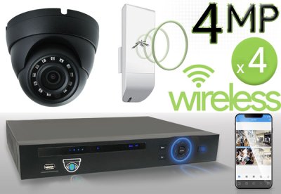 Wireless 4MP IP Eyeball Dome (4) Camera Kit (Ninja)