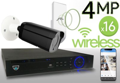 Wireless 4MP IP 2.8-13.5mm Motorized Bullet (16) Camera Kit (Ninja)