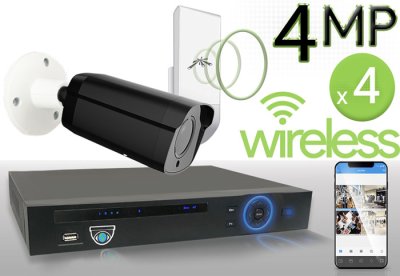 Wireless 4MP IP 2.8-13.5mm Motorized Bullet (4) Camera Kit (Ninja)