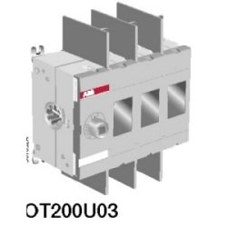 Non-Fused Disconnect Switch. 200 Amp. Base and DIN Rail Mounted. 3-Pole AC. UL 98. For use with 6 mm Shafts and Handles.