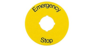 Emergency stop legend plate, 70mm, for modular enclosures