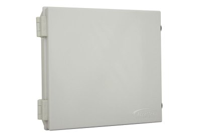 12"x12"x6" Poly Enclosure with Solid Door, Key Lock, 6 RPTNC Holes