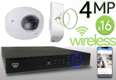 Wireless 4MP IP Wedge Dome (16) Camera Kit (IP2828)