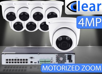 32 CH NVR with (8) IPX14 4 Megapixel, 3.3-12mm Motorized Lens, 30m IR, H.265, CVBS (BNC) Optional...