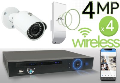 Wireless 4MP IP Mini Bullet (4) Camera Kit
