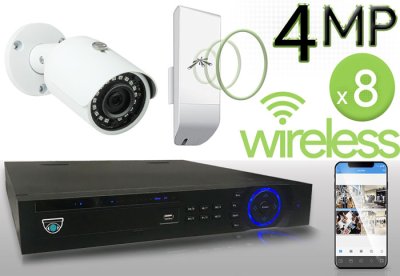 Wireless 4MP IP Mini Bullet (8) Camera Kit