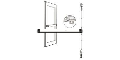 Door Concealed Vertical Rod Exit Device, Narrow Stile, Silent Electrification Latch Retraction, 42" Opening Width, Dark Bronze Pushbar, For Aluminum Door