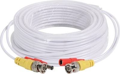 60' Pre-made Siamese Coaxial BNC Cable, White
