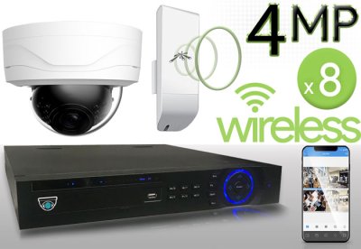 Wireless 4MP IP Dome (8) Camera Kit (White)