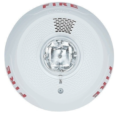 System Sensor PC4WL L-Series Indoor Selectable Output Horn Strobe, 4-Wire, Ceiling Mount, "FIRE" ...