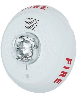 System Sensor PC4WL L-Series Indoor Selectable Output Horn Strobe, 4-Wire, Ceiling Mount, "FIRE" ...