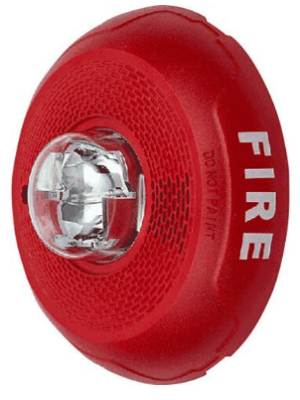 System Sensor PC4RL L-Series Indoor Selectable Output Horn Strobe, 4-Wire, Ceiling Mount, "FIRE" ...