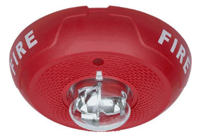 System Sensor PC4RL L-Series Indoor Selectable Output Horn Strobe, 4-Wire, Ceiling Mount, "FIRE" ...