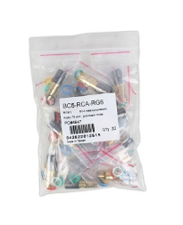 Binary BC5-RCA-RG6 RCA Male Compression Connector, RG6/U, 75 Ohms, Gold