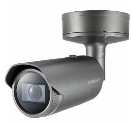 Hanwha PNO-A9081RLP/KAP Series 4K Low-Moderate Speed LPR Bullet IP Camera, 4.5-10mm Lens, Dark Gr...
