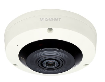 Hanwha XNF-8010R X-Series 6MP IR Indoor Fisheye Camera, 1.6mm Fixed Lens, Ivory