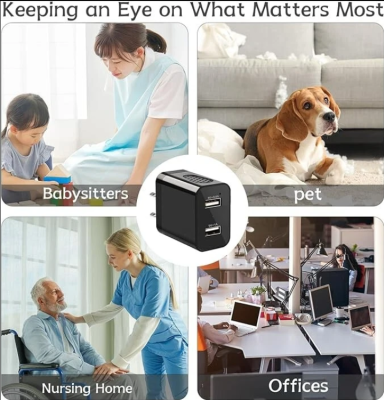 Wireless 1080P HD Camera Charger - Black